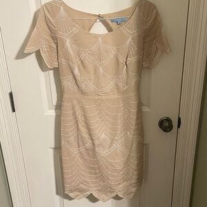 ANTONIO MELANI Beige Mini Dress with Scallop Design